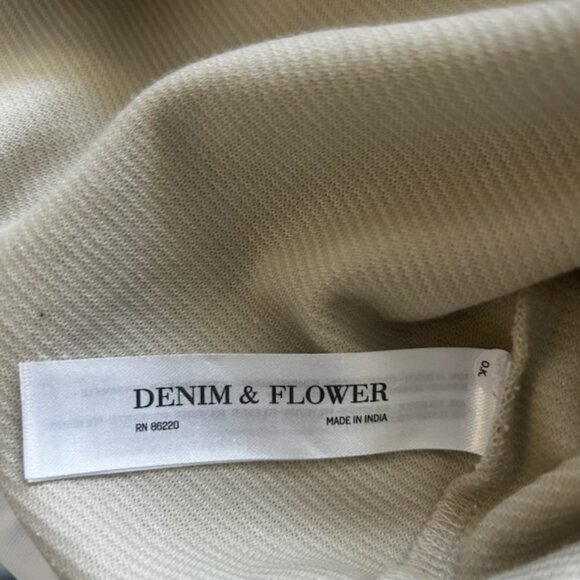 NWOT Denim & Flower Long Sleeve Men's Crewneck Sweater Tee Ivory Cream - Picture 4 of 13